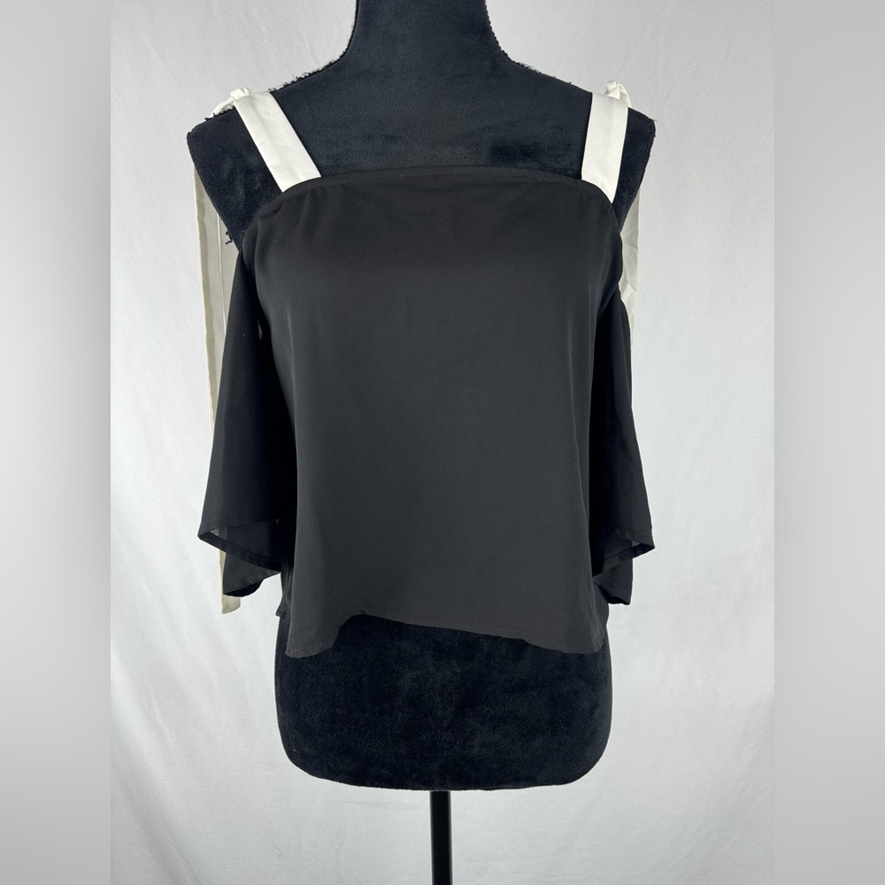 C’lsa Black Sheer Camisole with White Tie Straps